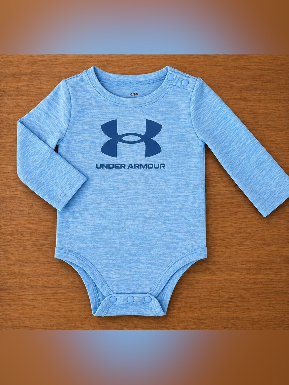 Under Armour Light Blue Baby Bodysuit with Navy Logo